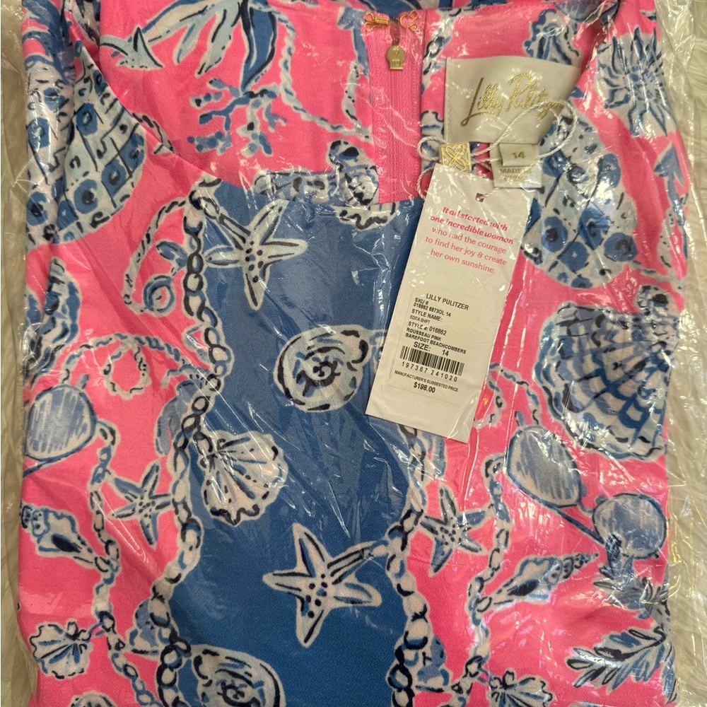 NWT Lilly Pulitzer EDITA SHIFT DRESS “Rousseau Pink Barefoot” MSRP $198 sz 14 - Picture 10 of 12
